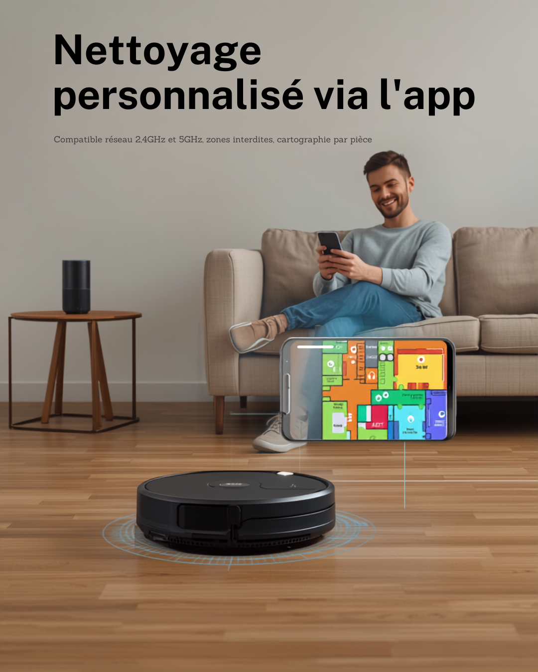 Lubluelu S1000 — Aspirateur-Laveur Robot avec Base Auto-Nettoyante