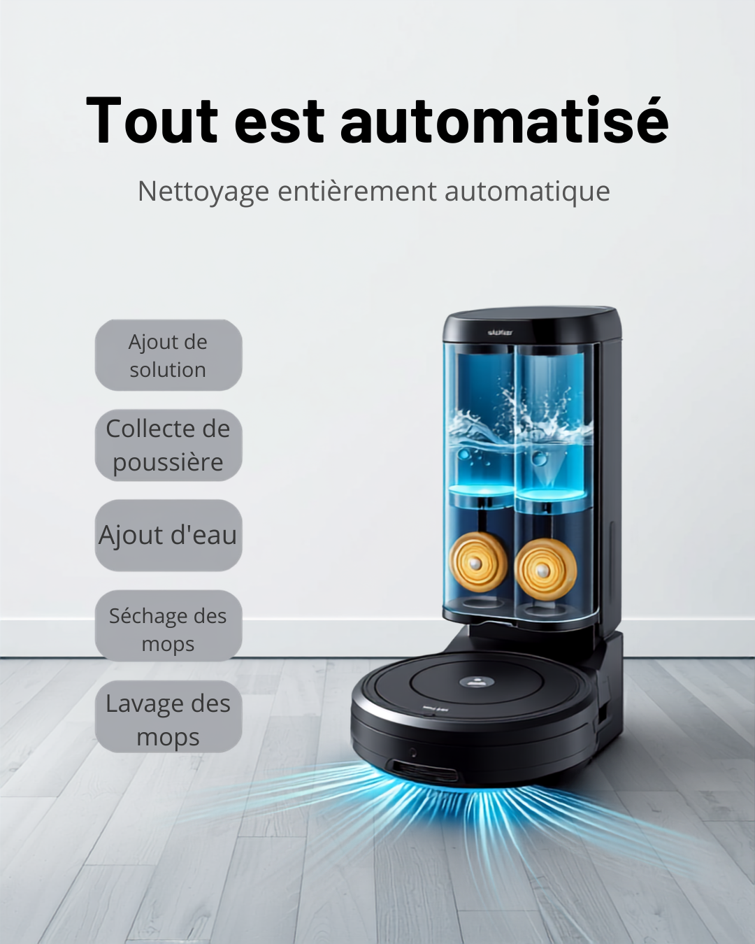 Lubluelu S1000 — Aspirateur-Laveur Robot avec Base Auto-Nettoyante