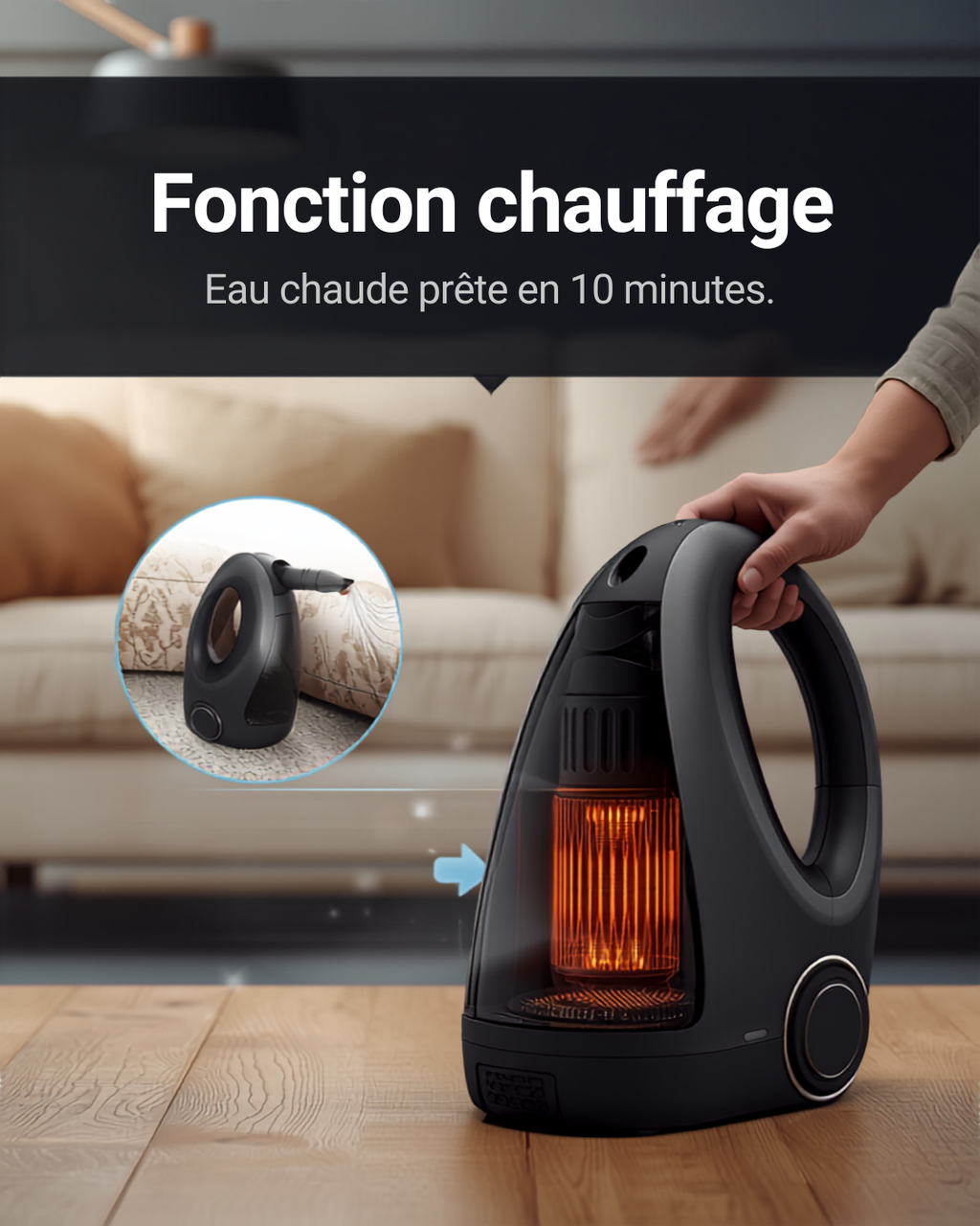 Lubluelu V9 — Nettoyeur de Tapis Vapeur 15kPa